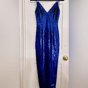 LIV FOSTER Dazzling Sapphire Sequin Gown SIZE 0
